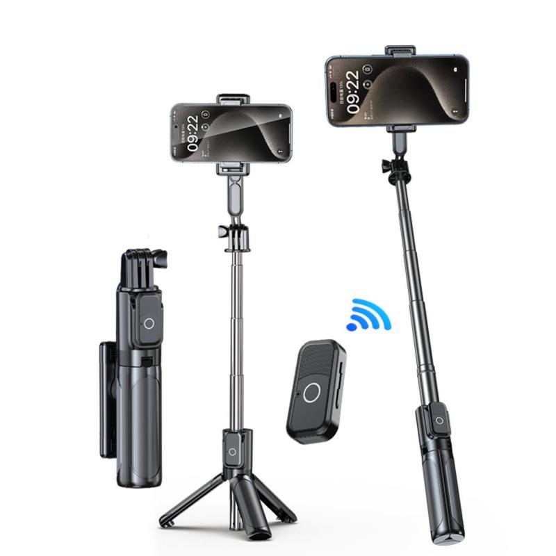 Mini selfie stick tripod, retractable selfie stick tripod with wireless remote control, can be used for taking photos, live streaming, video recording, compatible with Android, iPhone, etc. christmas gift ideas with  remote