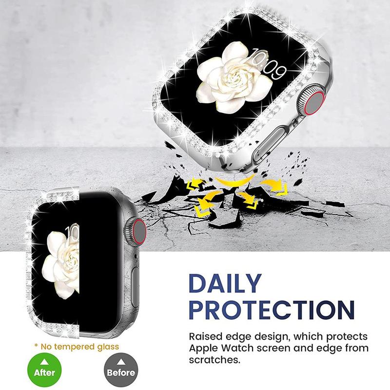 Rhinestone Decor Smart Watch Protective Case, 1 Count Anti-scratch Smart Watch Cover, Watch Accessory Compatible With iWatch 40mm to 45mm, Smartwatch Accessories