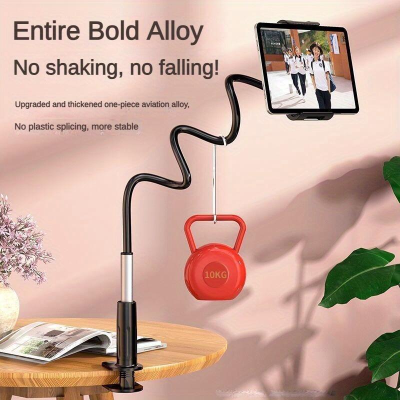 360  rotating phone tablet holder - sturdy and durable, no drop design, equipped with a charging port channel, suitable for bedside use