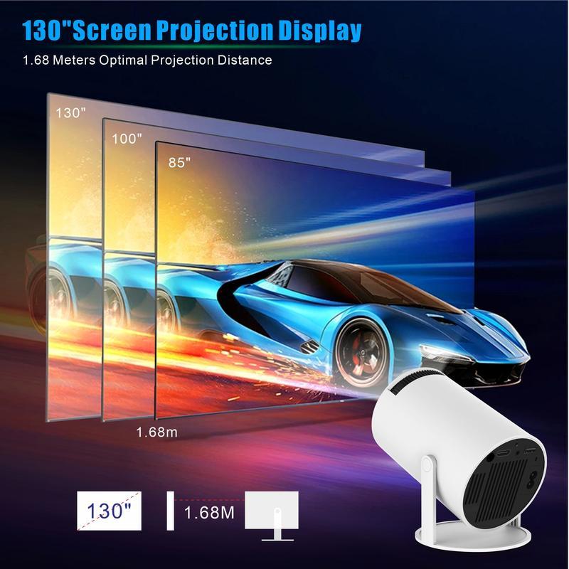 Portable Projector, Auto Keystone Correction Mini Projector, 4K  200 ANSI Smart Projector with 2.4 5G WiFi, BT 5.0, 130 Inch Screen, 180 Degree Flip, Round Design, Home Video Projector