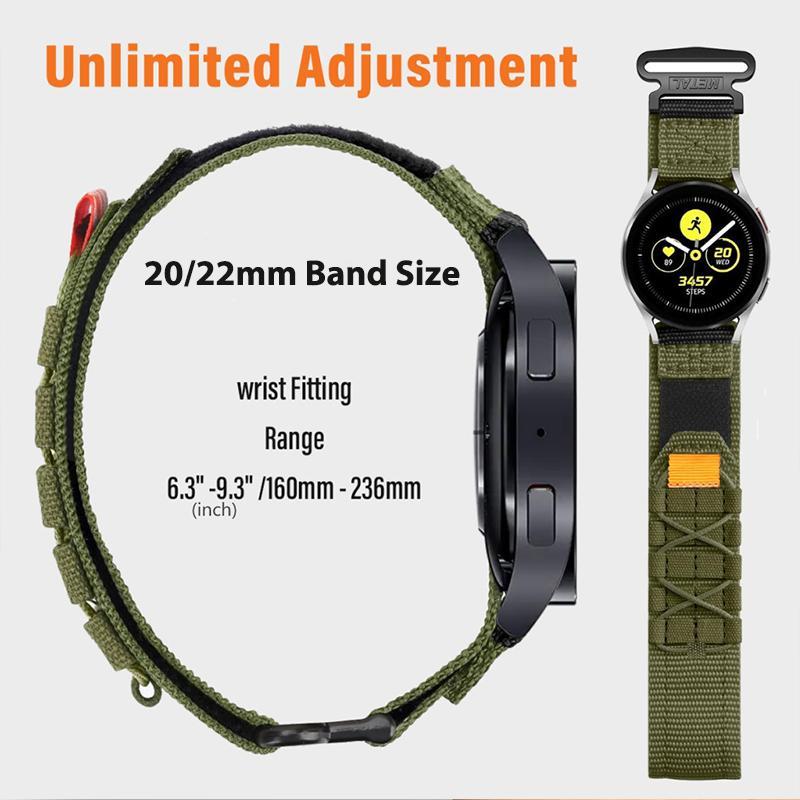 22mm 20mm Nylon Watch Band, Smart Watch Replacement Watchband for Samsung Galaxy Watch 6 5 4 5Pro 6 Classic, Sport Watch Band for Huawei Watch 4 GT3 4Pro