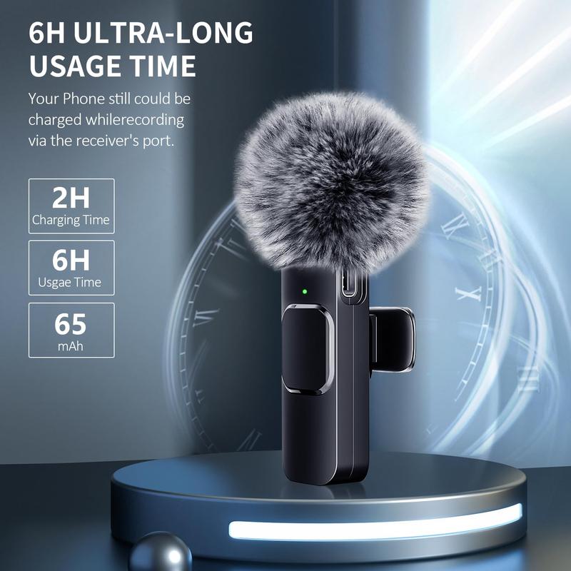 2024 Professional Wireless Lavalier Microphone for iPhone, iPad, Android - 2Pcs Cordless Omnidirectional Condenser Recording Mic with USB-C for Interview, Video, Podcast, , TikTok