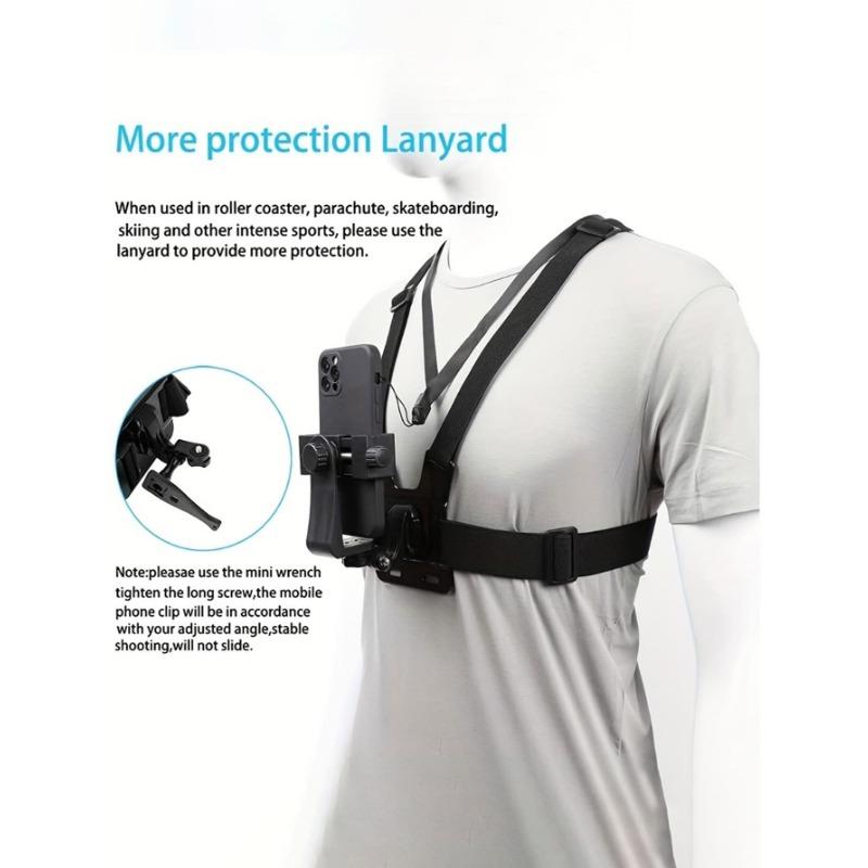 1pc Chest Strap Mobile Phone Live Streaming Suit With Gopro 11 10 9 Action Camera Aee And 360 Rotation Mobile Phone Clip