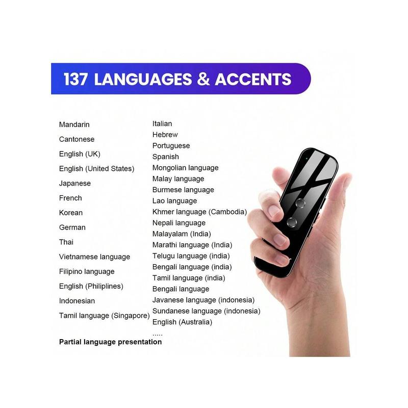 Instant Language Translator Device, Real-Time Two Way Language Translator, Ai Voice Translator Device In 137 Languages, Mini Pocket Translator For Learning Travel And Business Communications