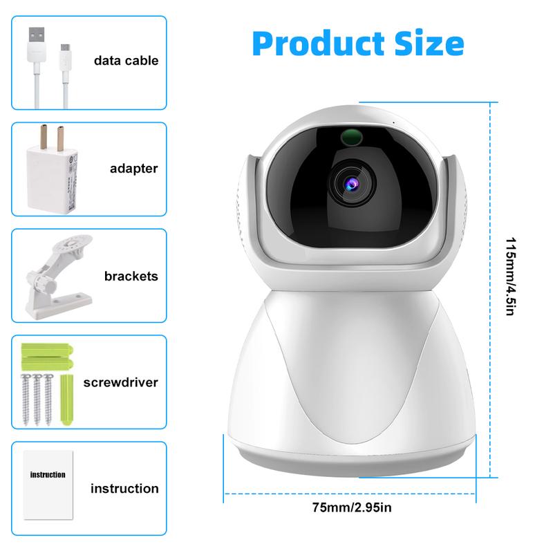 2K Indoor Security Camera, 360° Cameras for Home Security Indoor with Motion Detection, Pet Camera with Phone App, 1080p HD Dog-Camera,2.4GHz with Night Vision,Cloud & SD Card Storage