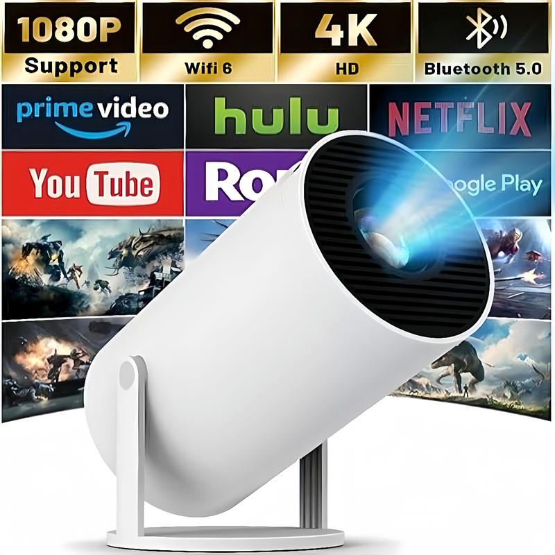 [Black Friday] Portable 4K HD Projector, WIFI6  Bluetooth5.0 Android TV 11.0,Auto Keystone Correction Video Projector,180°Rotatable Stand,Home & Outdoor Use,Black Friday,New Year gifts,Christmas (Comes with a phone selfie remote control as a gift)