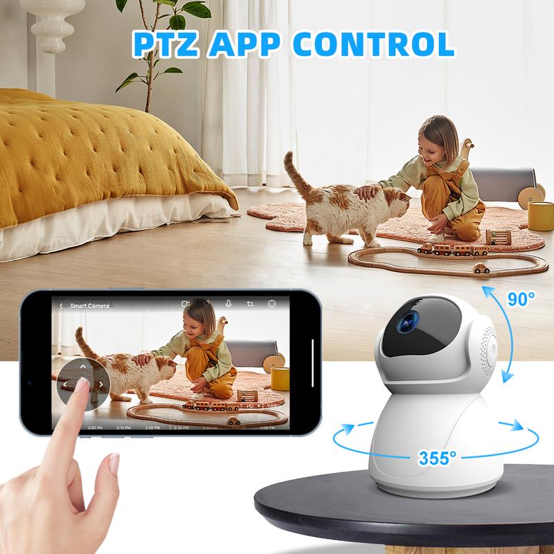 2K Indoor Security Camera, 360° Cameras for Home Security Indoor with Motion Detection, Pet Camera with Phone App, 1080p HD Dog-Camera,2.4GHz with Night Vision,Cloud & SD Card Storage