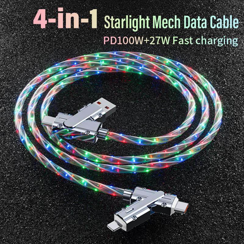 4 in 1 USB C 240W Charging Cable, USB C to C Multi Fast Type C Charging Cable with Light,for iPhone 15,14,13,Samsung S24 23 22,LG,Google,Tablet. Mobile Smartphone Cellphone Electronic Charger Mobile Smartphone