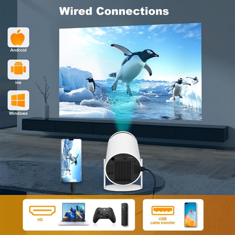 ENUOSUMA 4K Projector Wifi Same Screen HY300 US Plug Hi-chip 200ANSI 1280*720P Dual Wifi Home Theater Portable