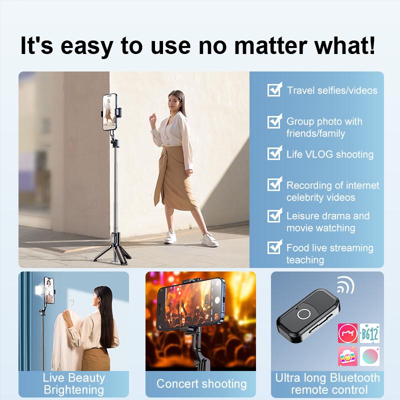 Mini selfie stick tripod, retractable selfie stick tripod with wireless remote control, can be used for taking photos, live streaming, video recording, compatible with Android, iPhone, etc. christmas gift ideas with  remote