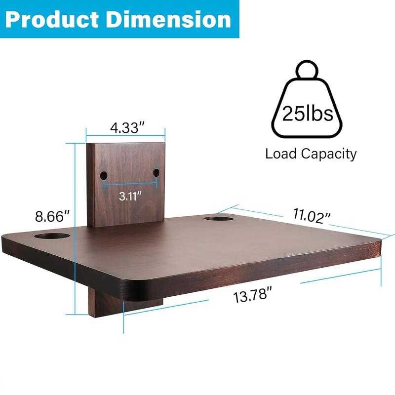 Wooden Floating Shelf, 1 Shelf, Entertainment Center for Projector, PS5, DVD Player, Game Console, Cable Box, 20lbs Capacity