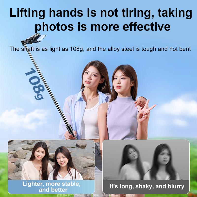 Mini selfie stick tripod, retractable selfie stick tripod with wireless remote control, can be used for taking photos, live streaming, video recording, compatible with Android, iPhone, etc. christmas gift ideas with  remote