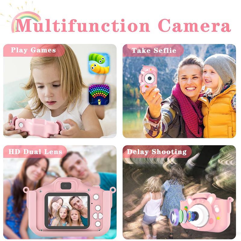 Cute Rabbit Kids Selfie Camera Toy: HD 1080 Digital Camcorder for Ages 3-12 – Includes 32GB TF Card – Ideal Christmas & Birthday Gift