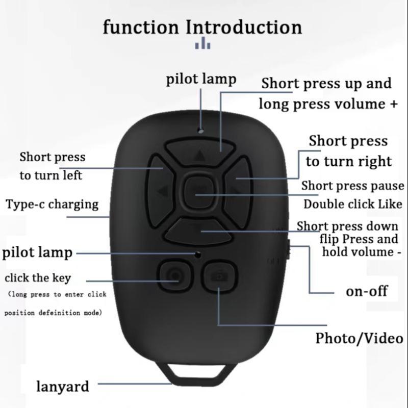 Wireless Phone Remote Control, Portable Mini Phone Remote Control, Rechargeable Phone BT Selfie Remote Control, Universal Phone Accessories