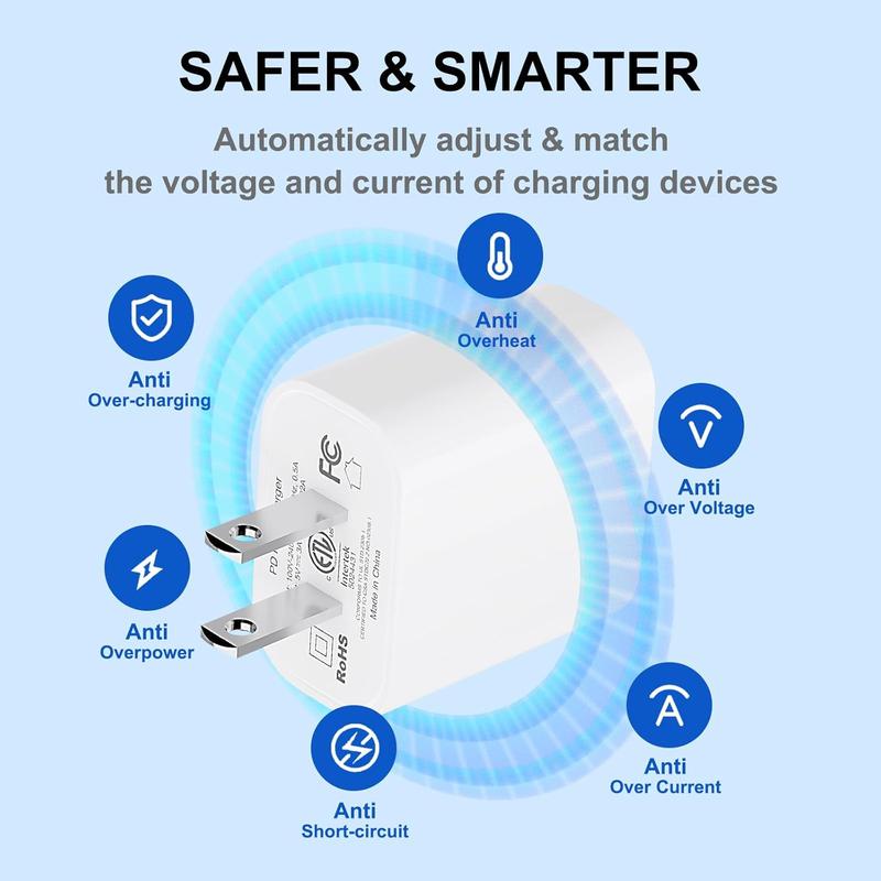 for iPhone Fast Charger,20W USB C Power Delivery Wall Charger Block, Compatible for iPhone14 13 12 11 Pro Max Mini Xs Xr X 8 iPad Galaxy, Pixel 4 3 and More