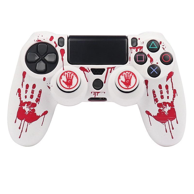 Blood Hand Print Game Controller Protector Set, 1 Set Silicone Handheld Game Controller Protector, Game Controller Protective Cover for PS4, Controller Accessories, Game Console  Accessories