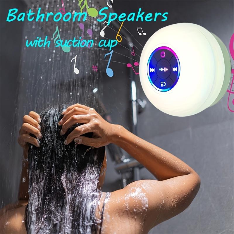 Mini Bluetooth Shower Speaker with LED light,Portable IPX4 Waterproof, Hands-Free Speakerphone,Rechargeable Using Micro USB, Wireless Stereo for Beach, Shower & Home,Black Friday&New Christmas Gift