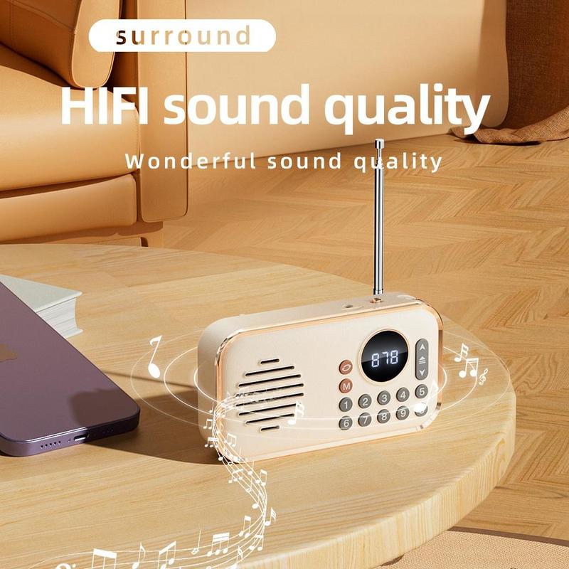 Multifunctional Wireless Sound System with Dual Speakers, USB Media Player & TF Card Slot, Vintage Radio, Indoor Outdoor Use, Christmas Present