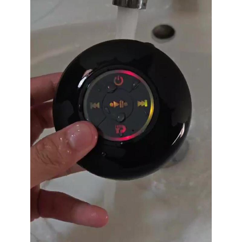 Mini Bluetooth Shower Speaker with LED light,Portable IPX4 Waterproof, Hands-Free Speakerphone,Rechargeable Using Micro USB, Wireless Stereo for Beach, Shower & Home,Black Friday&New Christmas Gift