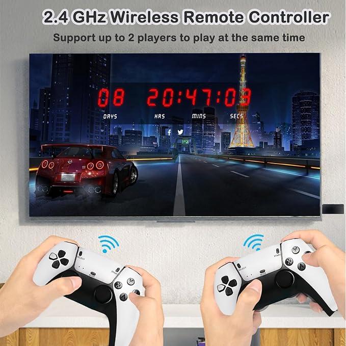 Retro game console, plug and play video game console, famous games from numerous gaming companies, 23 classic emulators, TV with dual controllers 4K HD HDMI output game stick. Retro Game Console with Dual Controller