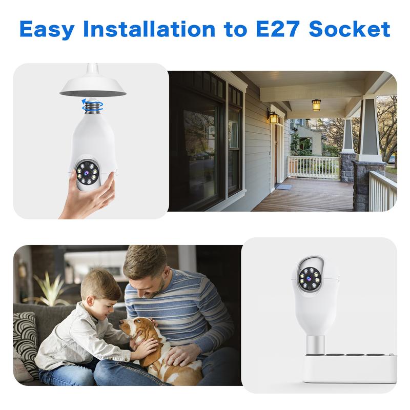 WiFi Home Security Camera with Night Vision and Voice Calls - 2K HD, 4 Flood Lights, 4 Infrared Lights, 5G 2.4GHz Dual Frequency WiFi Home