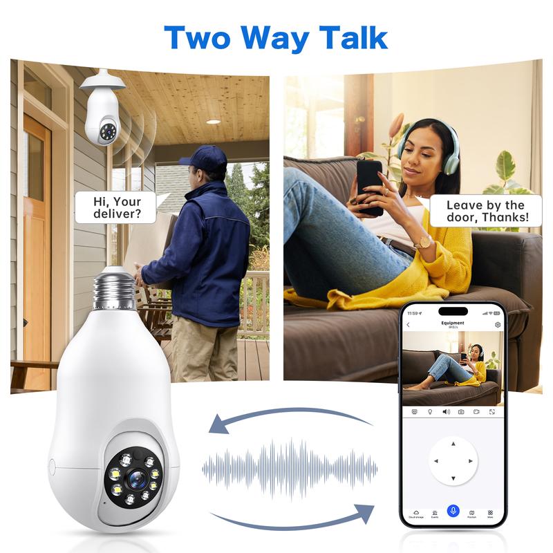 WiFi Home Security Camera with Night Vision and Voice Calls - 2K HD, 4 Flood Lights, 4 Infrared Lights, 5G 2.4GHz Dual Frequency WiFi Home