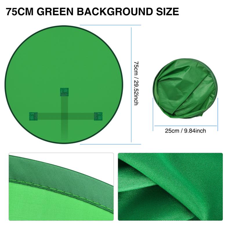 CAMOLA Portable Webcam Background, 75cm 110cm 142cm Collapsible Green Background for Video Chats, Zoom, Skype, Video, Photo, Single-Side Chromakey Green Screen for Chair