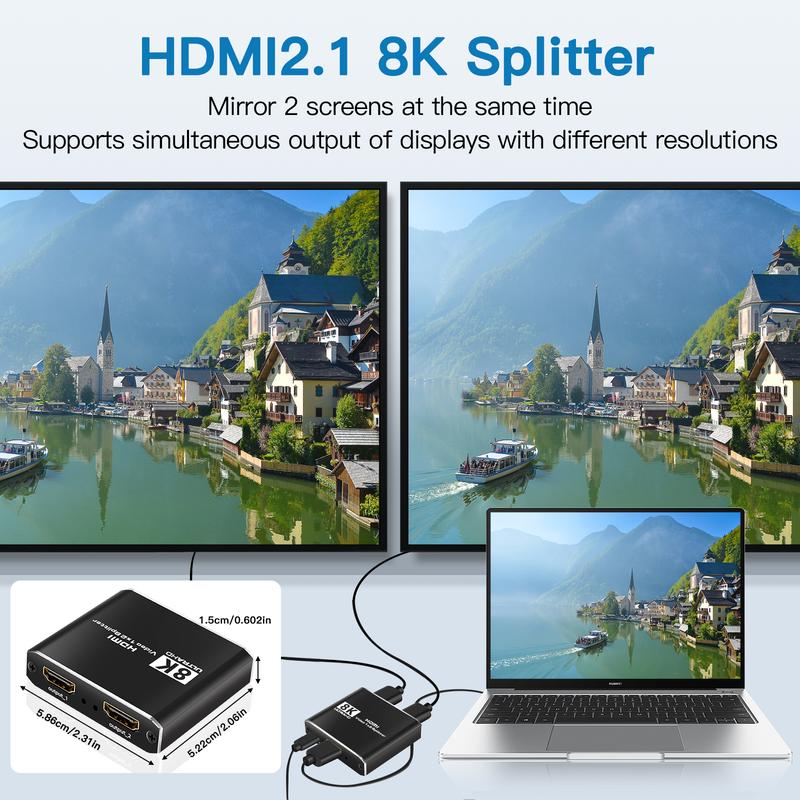 HDMI 1x2 8K60Hz 4K120Hz 1080P240Hz High-Definition Splitter for PS4 PS5, Computer, and TV with 1 Input and 2 Outputs Accessories hdmi splitter 4K HDMI