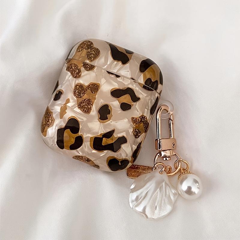 Fashion Leopard Print Earphone Case with Chain, Earphone Protective Cover, Earphone Accessories Compatible with AirPod 1 2 AirPod Pro