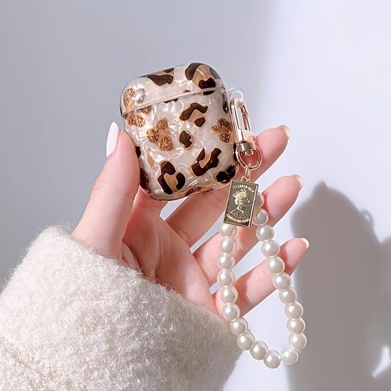 Fashion Leopard Print Earphone Case with Chain, Earphone Protective Cover, Earphone Accessories Compatible with AirPod 1 2 AirPod Pro