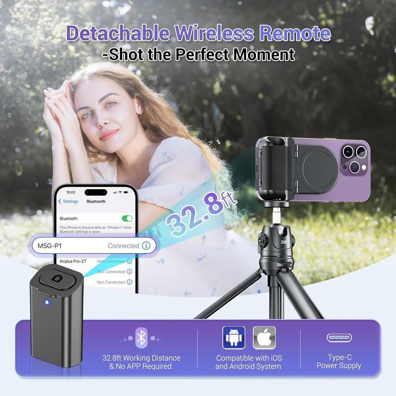 Magnetic Smartphone Shooting Holder Phone Hand Grip Handle Snap On Phone Stand with Tripod Mount & Wireless Shutter Remote for iPhone 16 15 14 13 12 Pro Max Android Cellphone Vlog Video Photography