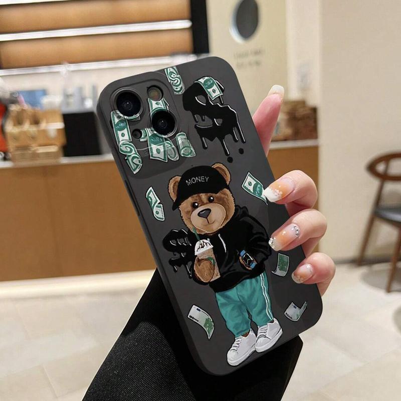 Bear Pattern Phone Case, TPU Decorative Phone Protector Cover, Phone Accessories Compatible with iPhone 11 12 13 14 15 16 Pro Max XS Max XR X