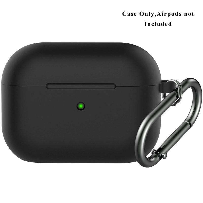 Silicone Case Compatible with Airpods Pro, Soft Silicone Skin Case Cover Shock-Absorbing Protective Case with Keychain, Front LED Visible Earphone Case