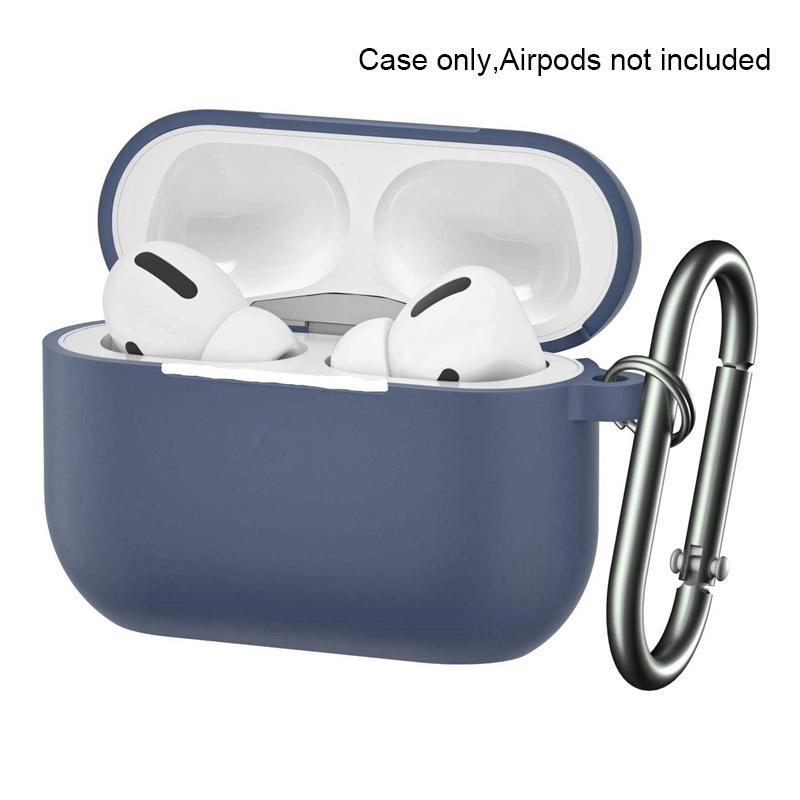 Silicone Case Compatible with Airpods Pro, Soft Silicone Skin Case Cover Shock-Absorbing Protective Case with Keychain, Front LED Visible Earphone Case