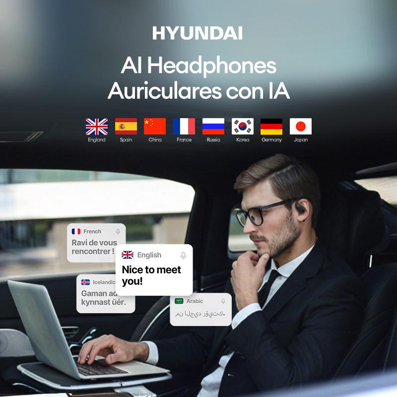 HYUNDAI OpenAir Pro OWS Translation Wireless Bluetooth Earphones Support 128 Languages Real Time Bluetooth Translation Support Playing Music Phone Calls Headphones & Meeting Summary Earbuds