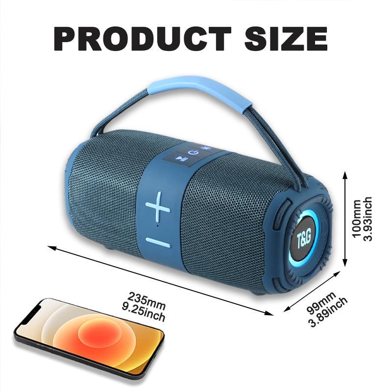 T&G Portable Wireless Speaker, Rechargeable LED Light Stereo Speaker, Outdoor Speaker Supports USB TF FM Broadcasting Music for Camping, Travel