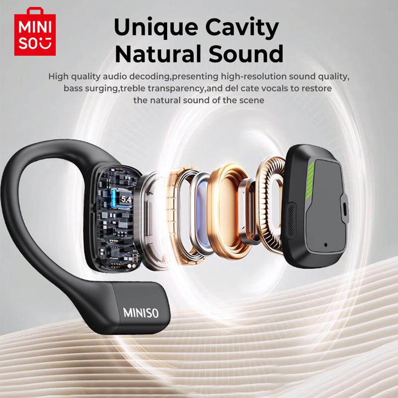 MINISO M98 Full-Color Display Touch Screen OWS Earphones Open Wireless Bluetooth 5.4 Earbuds Low latency Gaming Headsets 35 hours of ultra-long battery life Immersive HIFI Sound Quality Sports Wireless Headphones Sensitive Touch Built-in microphone