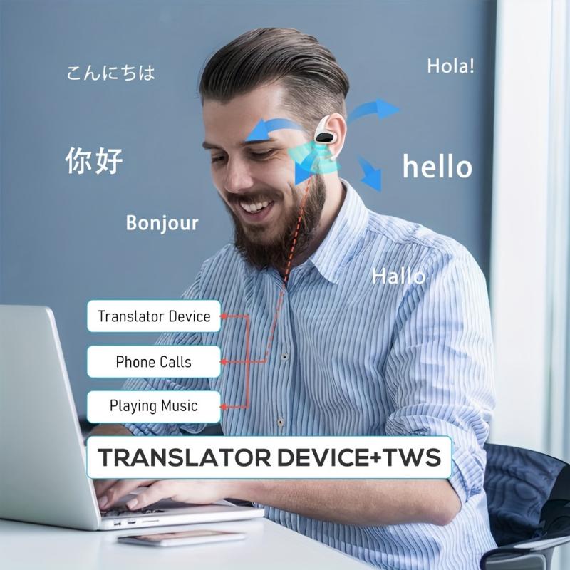 M8 Online Translator Earbuds Language Translation Device Supports 100+ Languages and Accent Translation Wireless Translation Device For APP Fit IOS&Android