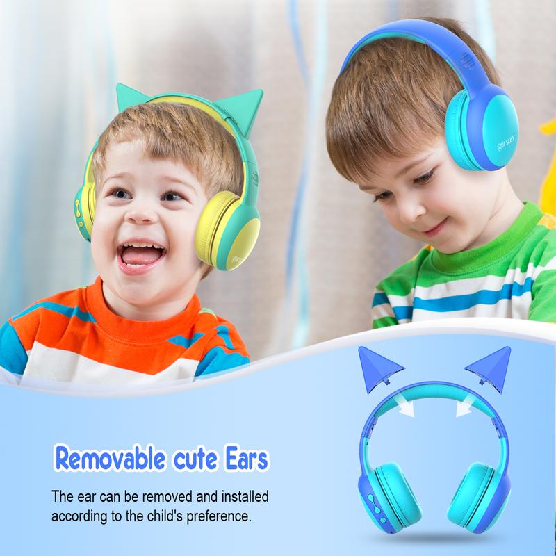 gorsun Kids Bluetooth Headphones with Microphone,Toddler Wireless Headsets with 85dB Volume Limited Hearing Protection,Stereo Over-Ear Headphones for Boys and Girls (Purple+Blue) headphones Audio Cable Portable  Christmas gifts for children 2024 Wireless