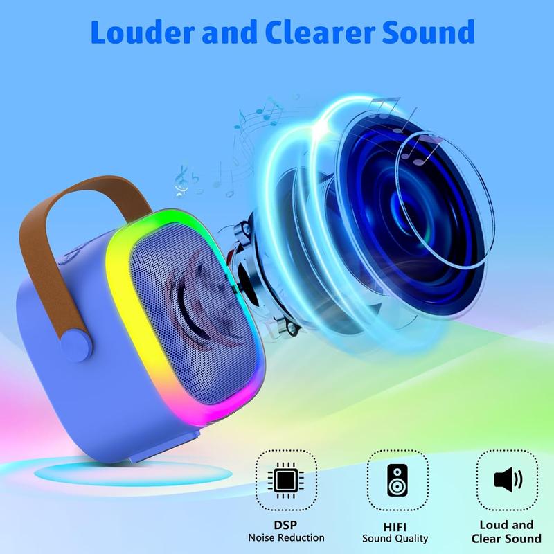 Karaoke Machine for Kids Adults, Portable Bluetooth Speaker with Wireless Microphones and LED Lights, Kids Toys Birthday for Girls and Boys Ages 4,5,6,7,8,9,10,11,12+ Years, Home Party