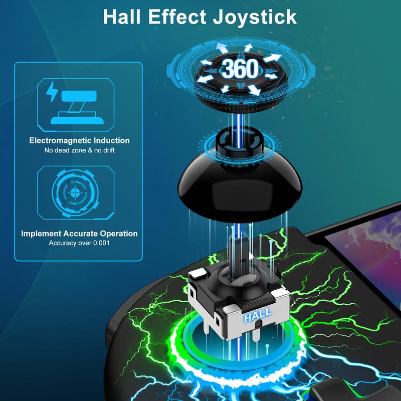 Hall Effect Joystick Switch-Controller for Nintendo Switch OLED,One-Piece-Joypad-Controller Replacement for Wireless Switch Joycon Controller with 9 Color Lights, Ergonomic Handheld Mode Programmable