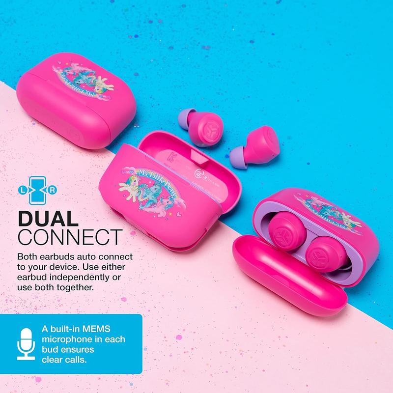 JLab x My Little Pony Go Air Pop True Wireless Bluetooth Earbuds, Integrated Charging Case, Dual Connect, IPX4 Sweatproof, 3 EQ Sound Settings, Mic Audio Cable