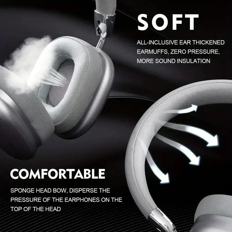 Portable Foldable Wireless Headphone, Over-ear Design Headphone with Microphone, Noise Cancelling Headphone for Gaming, Sports, Office