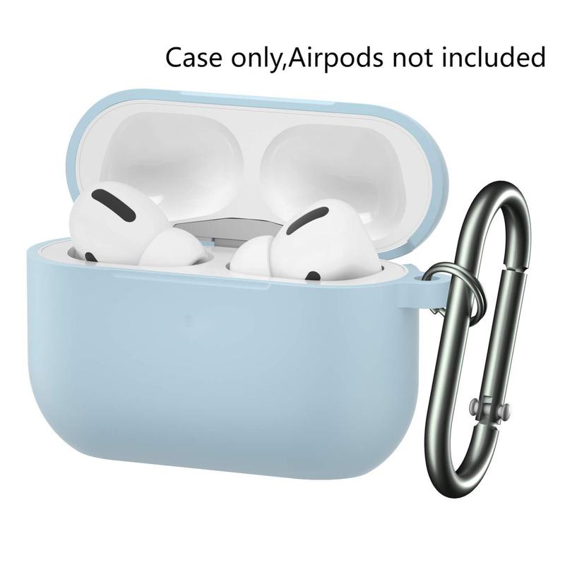 Silicone Case Compatible with Airpods Pro, Soft Silicone Skin Case Cover Shock-Absorbing Protective Case with Keychain, Front LED Visible Earphone Case