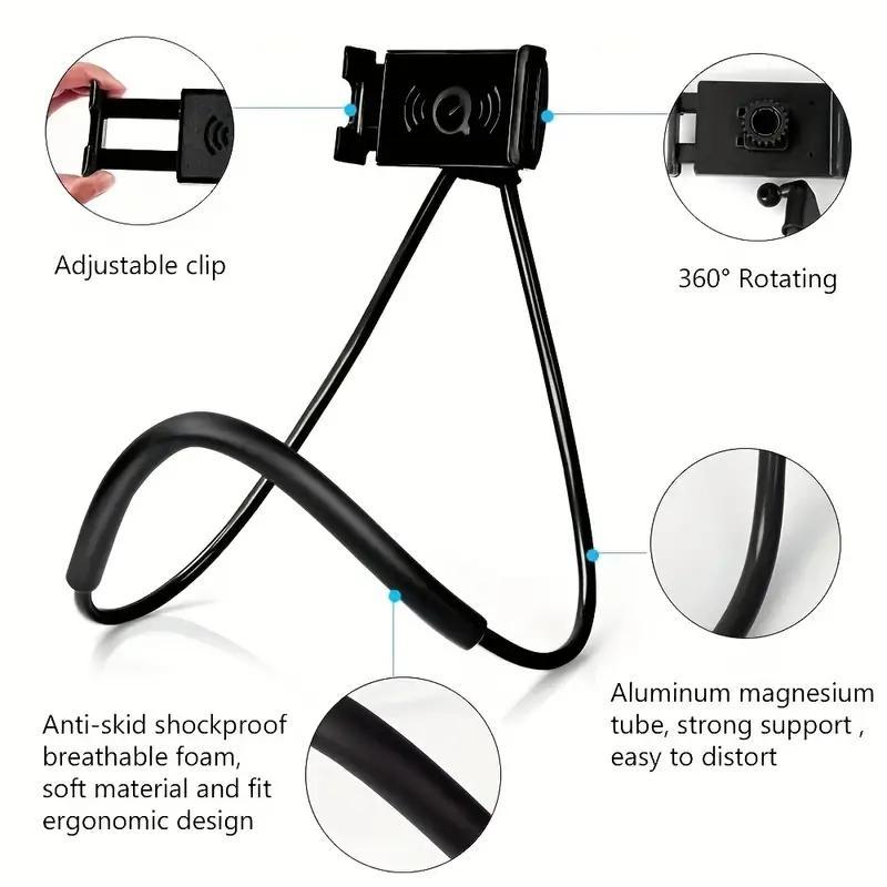 Adjustable Neck Hanging Phone Holder, 360 Degree Adjustable Desktop Phone Mount, Universal Phone Stand for Home Office