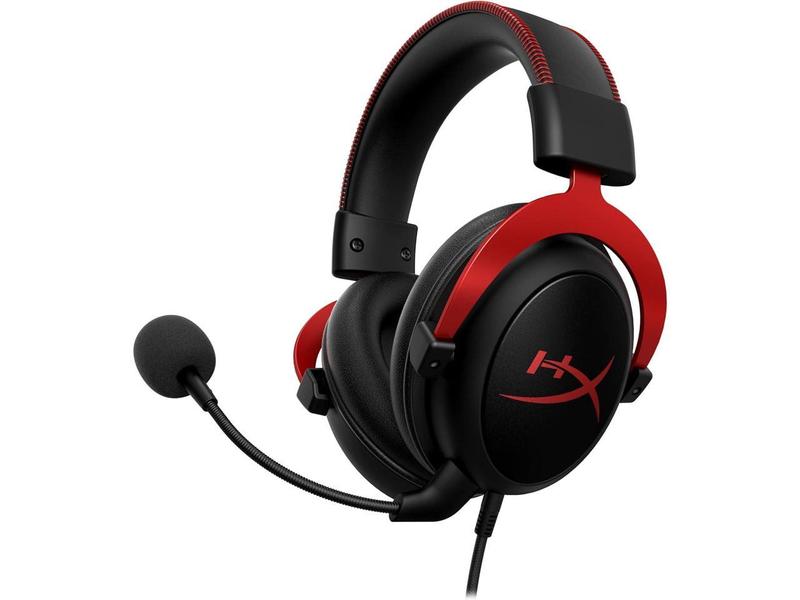 HyperX Cloud II - Gaming Headset (Black-Red) - Stereo - Mini-phone (3.5mm), USB 2.0 - Wired - 60 Ohm - 10 Hz - 23 kHz - Over-the-ear - Binaural - Circumaural - 3.28 ft Cable - Condenser, Electret, Noi