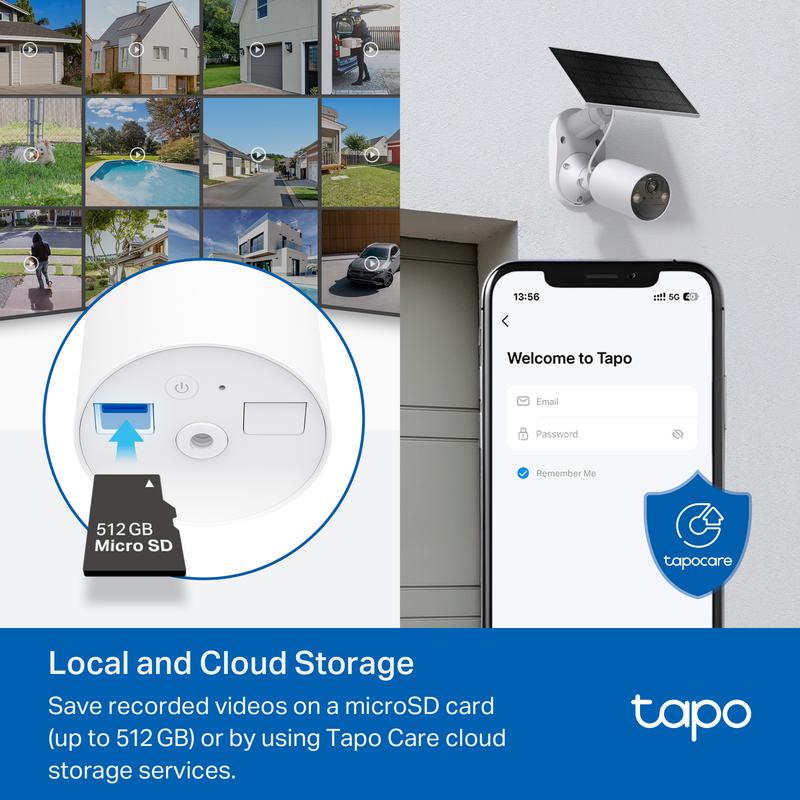 TP-Link Tapo SolarCam Outdoor Battery Camera w Solar Panel, Wireless, 1080P, Free Person Vehicle Detection, SD Cloud Storage, Color Night Vision, No Hub Needed, Works w Alexa & Google Home