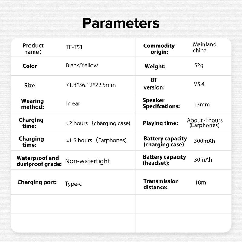 TRANSFORMERS TF-T51 Wireless Earphone, Semi-in-ear Design Earphone with Breathing Light, Bluetooth-compatible Earbuds for Gaming, Sports, Office