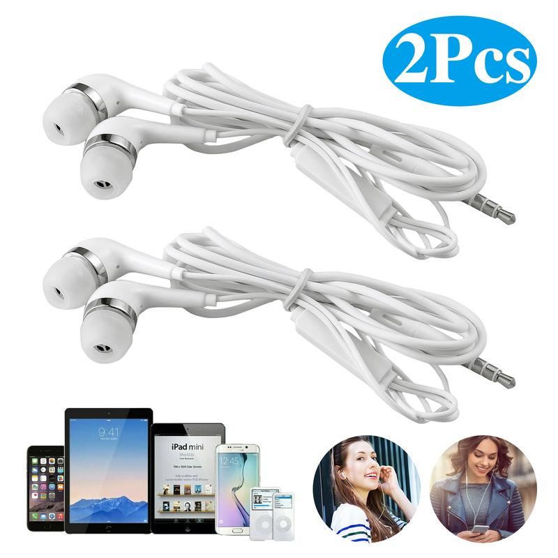 2-Pack Universal 3.5mm In-Ear Headset Earphone Wired Headphones Earbud With Microphone