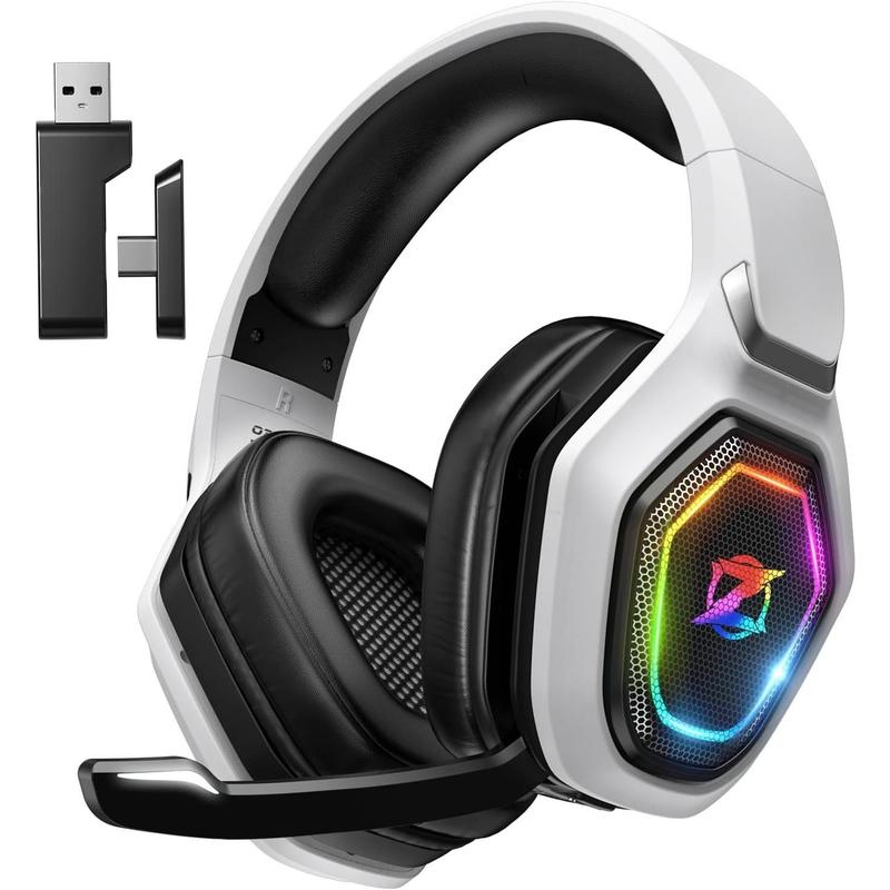 2.4GHz Wireless Gaming Headset for PC, PS5, PS4 - Lossless Audio USB & Type-C Gaming Headphones with Flip Microphone, 30-Hr Battery Gamer Headset for , Laptop, Mobile,